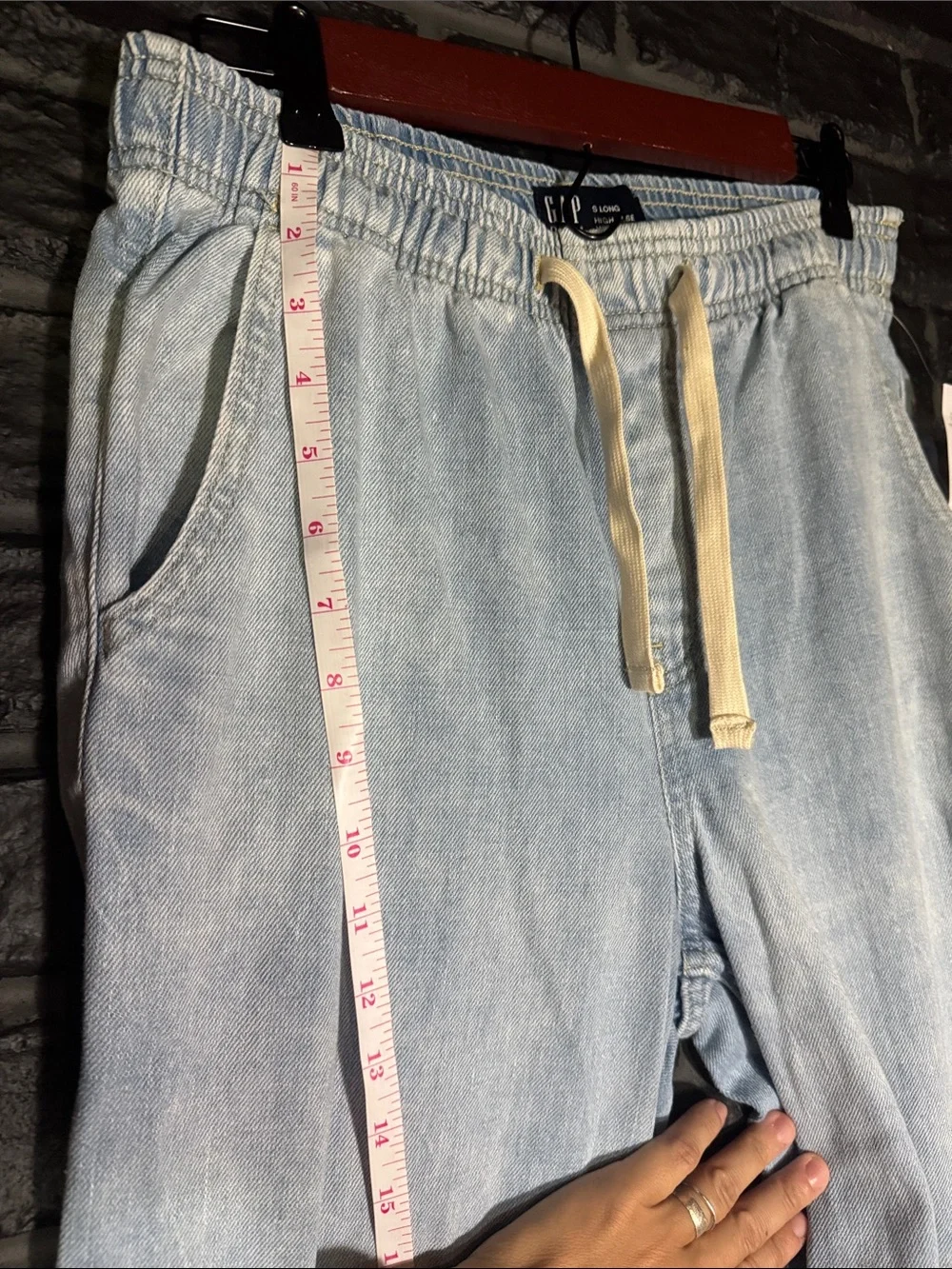 GAP Light Blue High Waisted Long Relaxed Drawstring Jeans